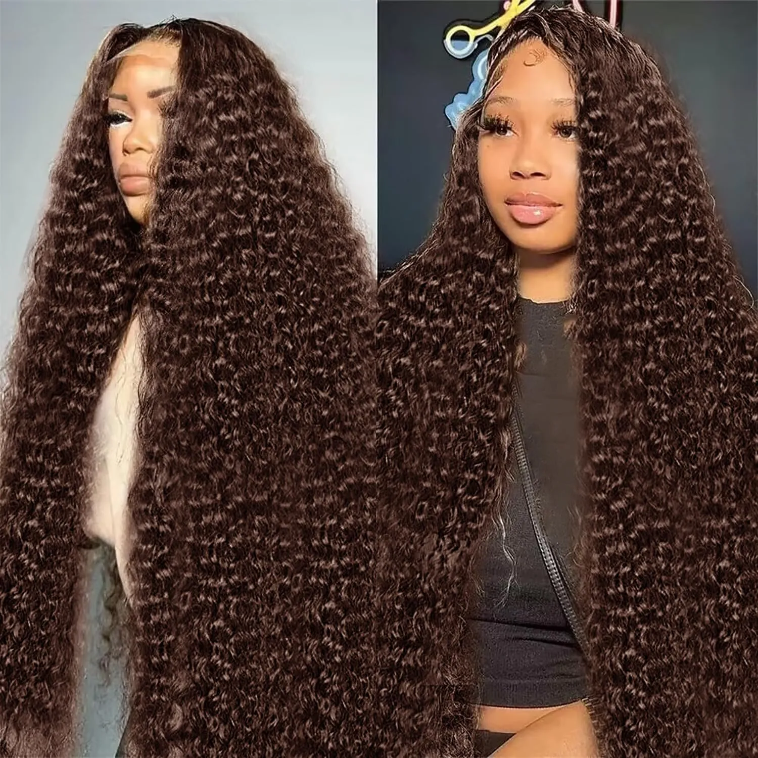 Deep Wave Human Hair Wig 250% Density 13x6 Mongolian Lace Front Deep Curly Lace Front Wigs Human Hair Pre Plucked Deep Wave Frontal wig For Black Women Full And Thick (18Inch, 13x6 Wig)