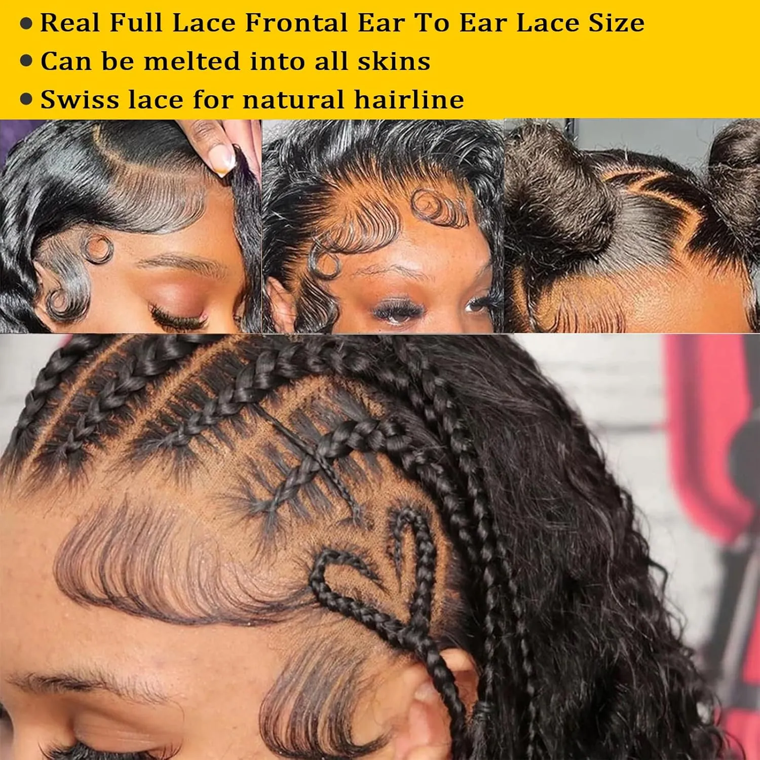Deep Wave Lace Front Wigs Human Hair Glueless Wigs Pre Plucked with Baby Hair 180% Density 13x6 HD Transparent Lace Front Wigs for Women 28 Inch