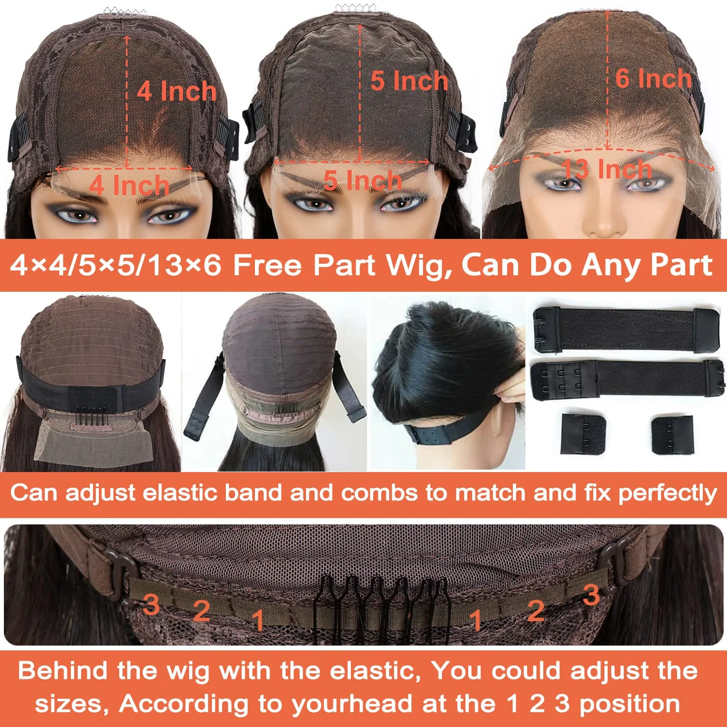 Derun 4x4 Real HD Lace Closure Wigs Human Hair 180% Density 0.1MM Ultra-thin Invisible Lace Straight Wig Pre-plucked Vivid Hairline Bleached Knots Glueless Wig for Women (22 Inch, 4×4 ST)