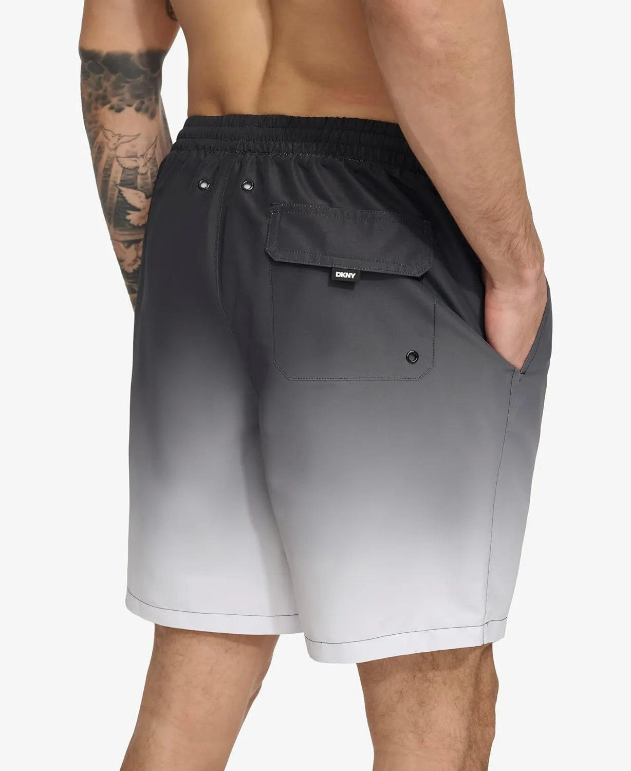 DKNY Men's Lightweight Quick Dry Volley UPF 40  Protection Swim Trunk