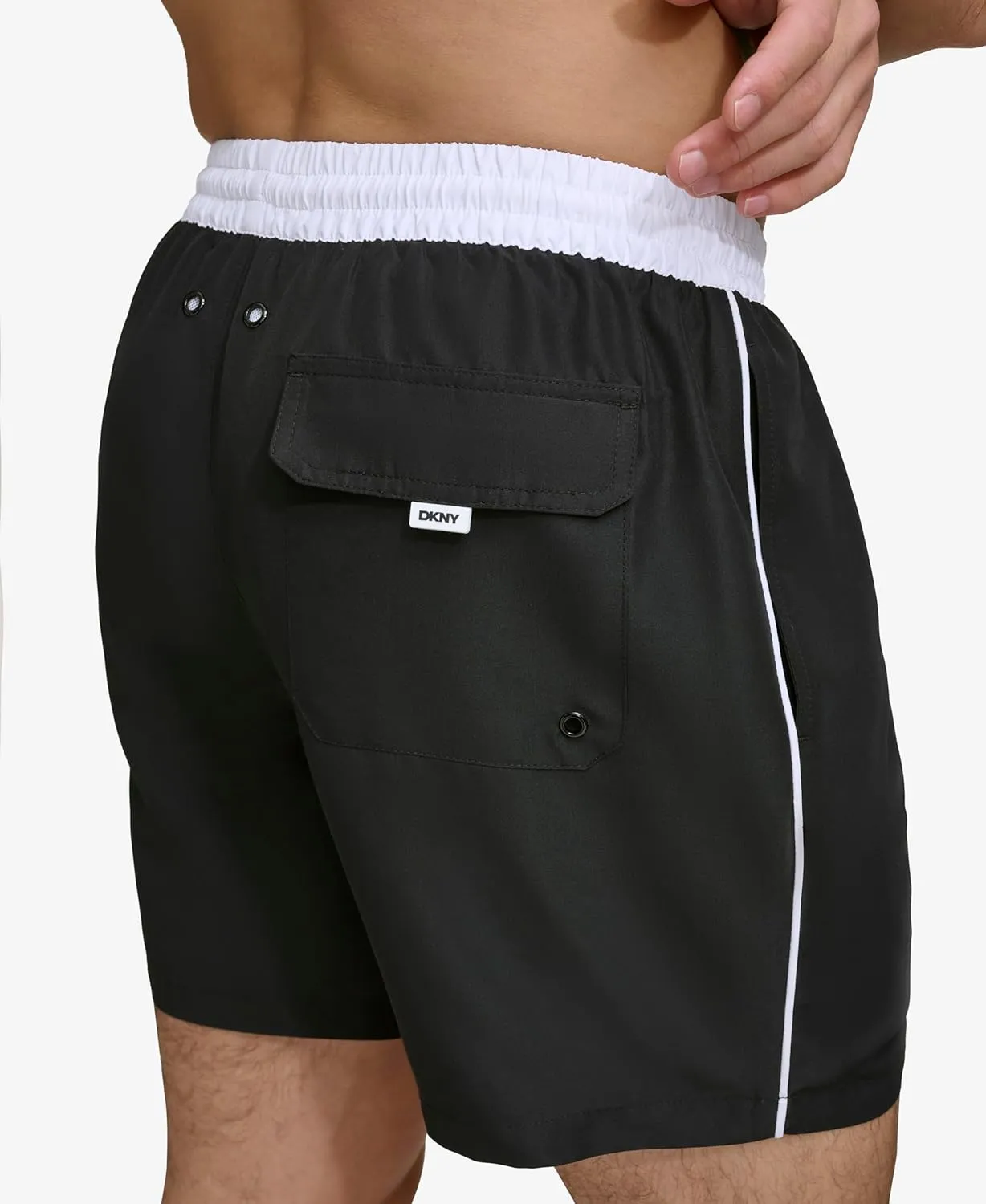 DKNY Men's Lightweight Quick Dry Volley UPF 40  Protection Swim Trunk