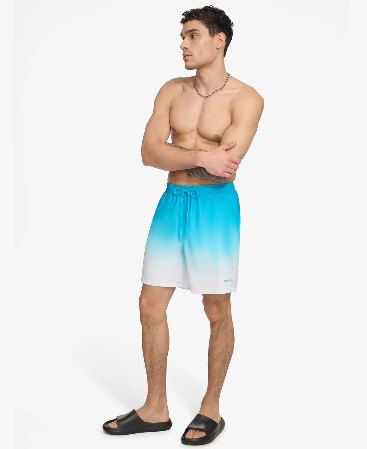 DKNY Men's Lightweight Quick Dry Volley UPF 40  Protection Swim Trunk