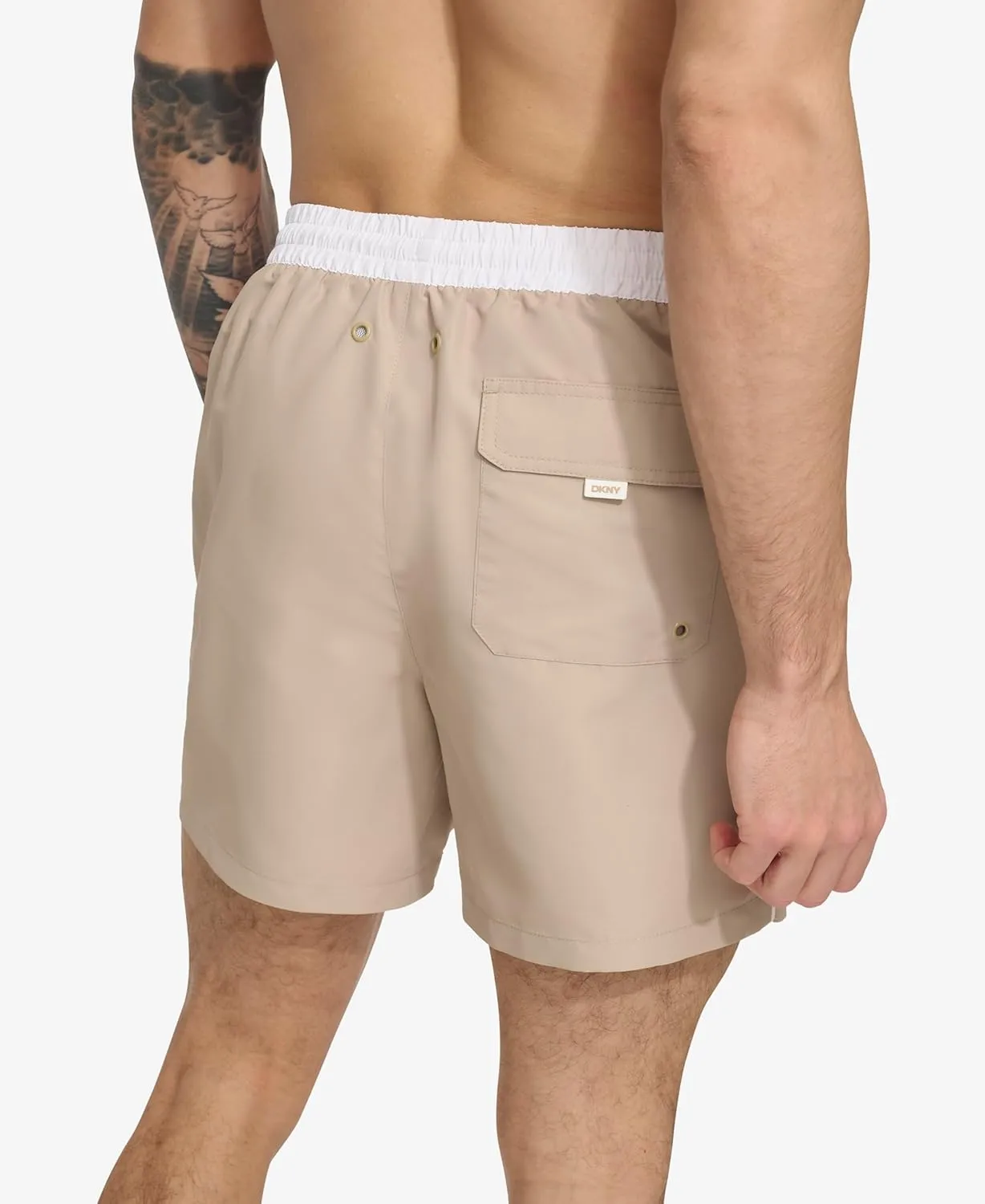 DKNY Men's Lightweight Quick Dry Volley UPF 40  Protection Swim Trunk