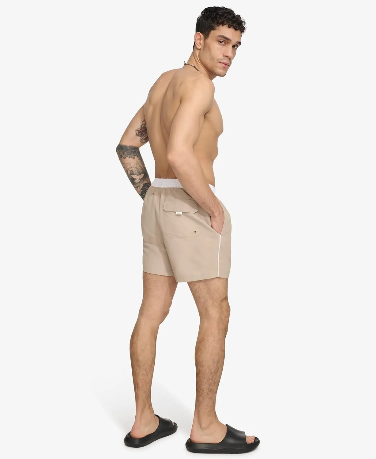 DKNY Men's Lightweight Quick Dry Volley UPF 40  Protection Swim Trunk