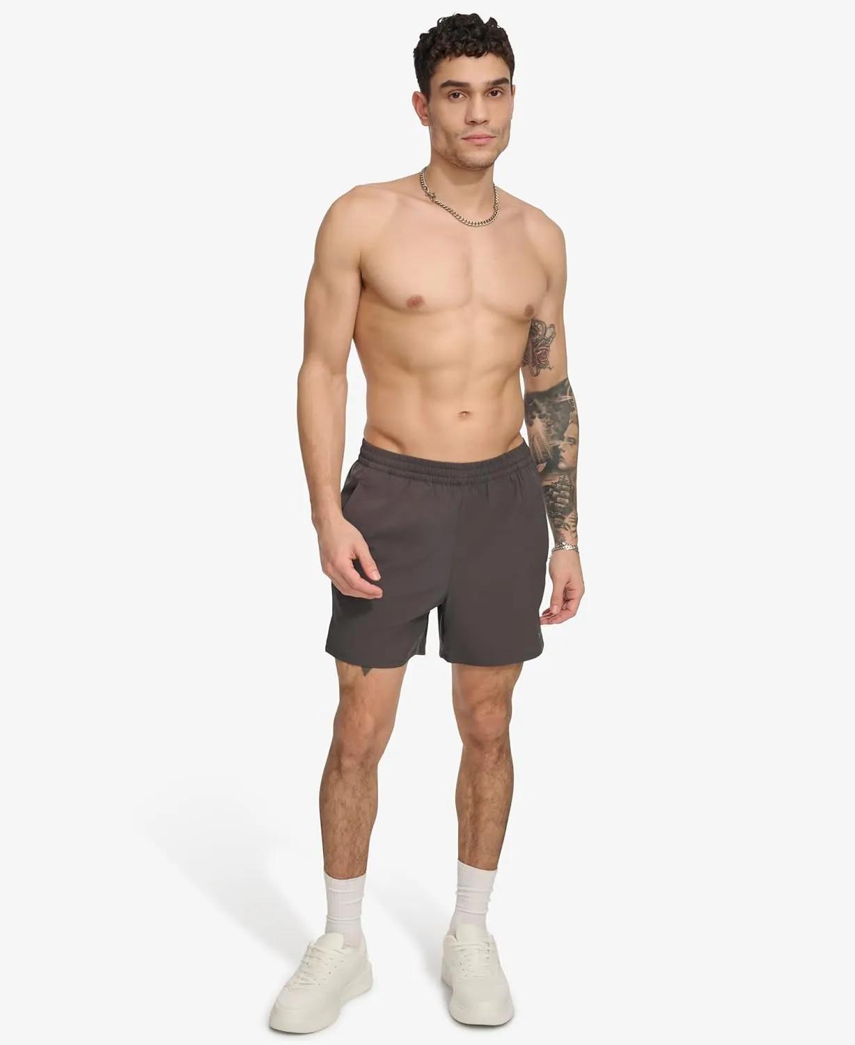 DKNY Men's Stretch Quick Dry Volley UPF 40  Protection Swim Trunk
