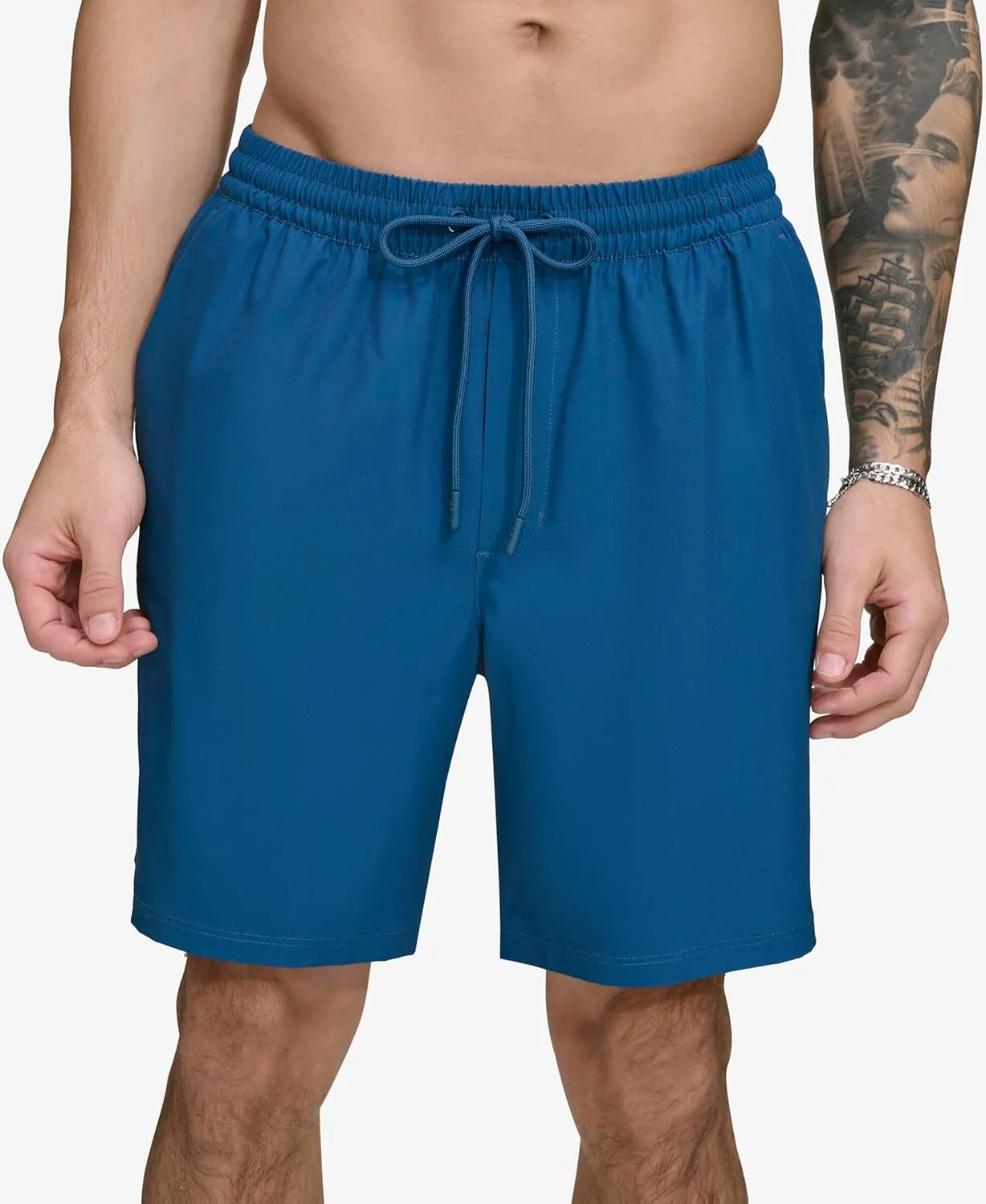 DKNY Men's Stretch Quick Dry Volley UPF 40  Protection Swim Trunk