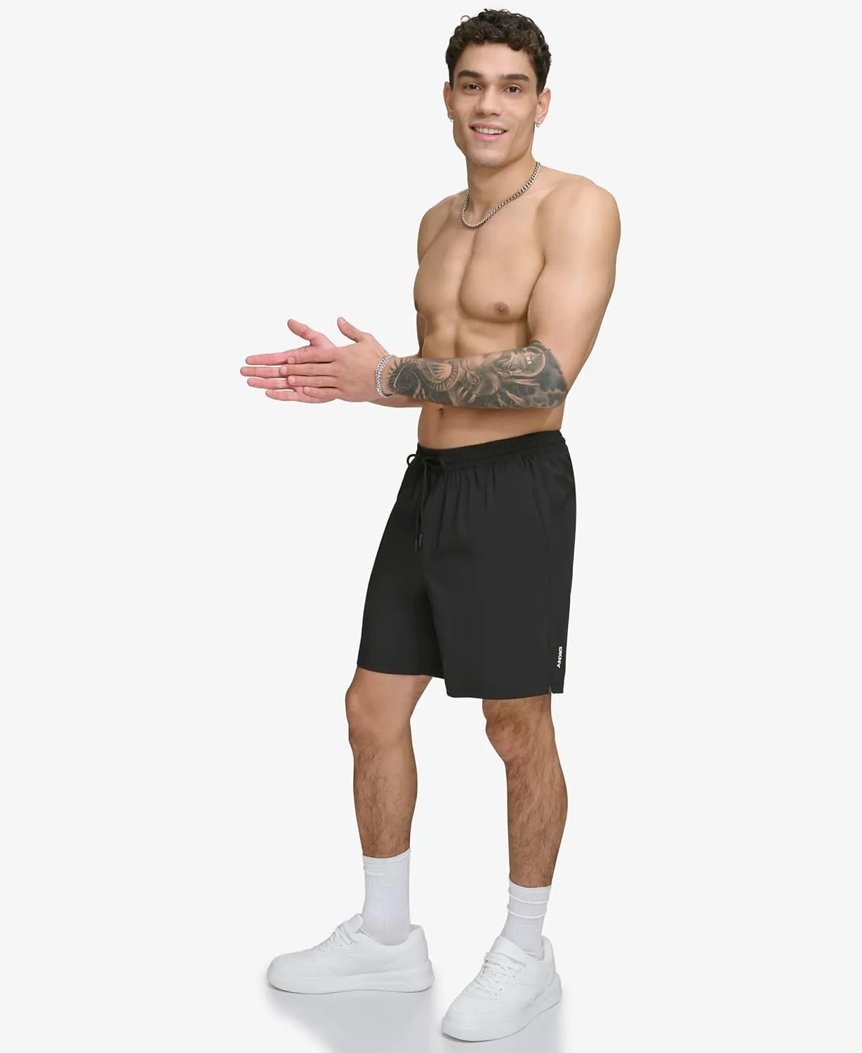 DKNY Men's Stretch Quick Dry Volley UPF 40  Protection Swim Trunk