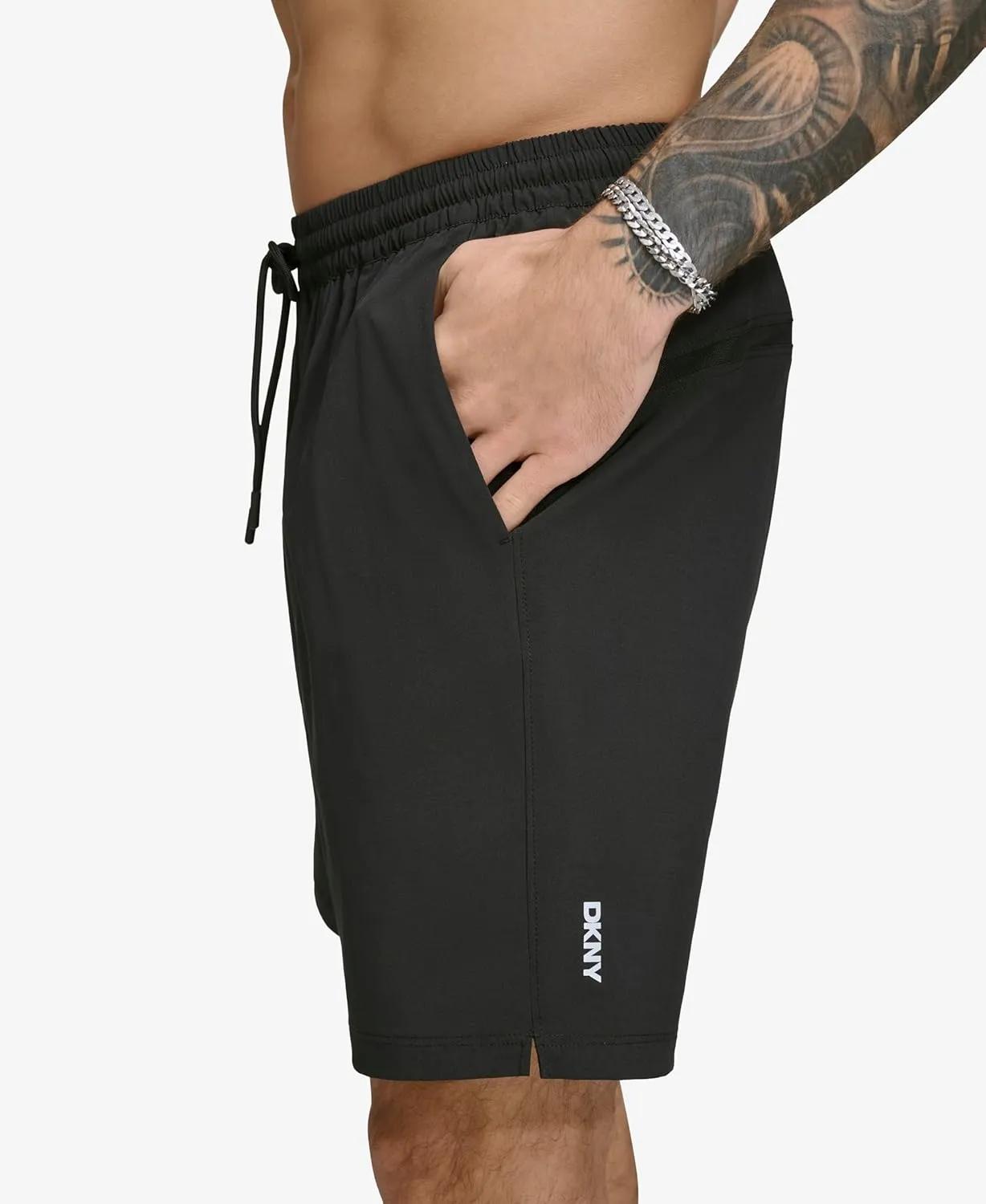 DKNY Men's Stretch Quick Dry Volley UPF 40  Protection Swim Trunk