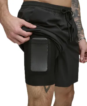 DKNY Men's Stretch Quick Dry Volley UPF 40  Protection Swim Trunk