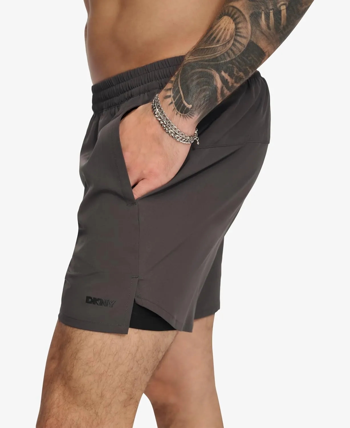 DKNY Men's Stretch Quick Dry Volley UPF 40  Protection Swim Trunk