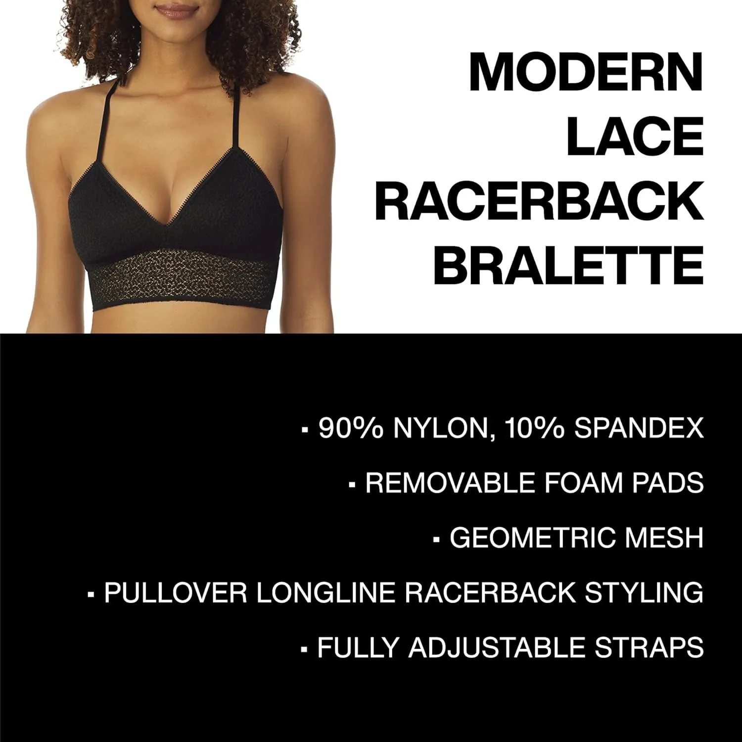 DKNY Womens Modern Lace Longline Bralette Bra