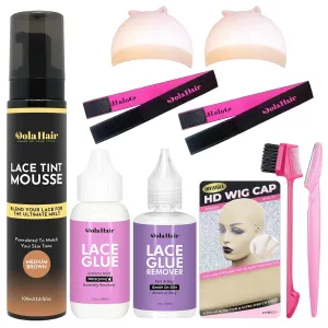 Dolahair Lace Tint Spray Mousse for Lace Front Wigs - Melting Foam, Hair Mousse, Wig Glue, and Installation Kit