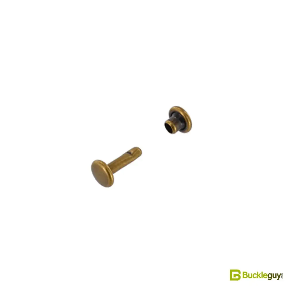 Double Cap Rivet, Antique Brass, Solid Brass-LL (100 sets per bag), Multiple Sizes