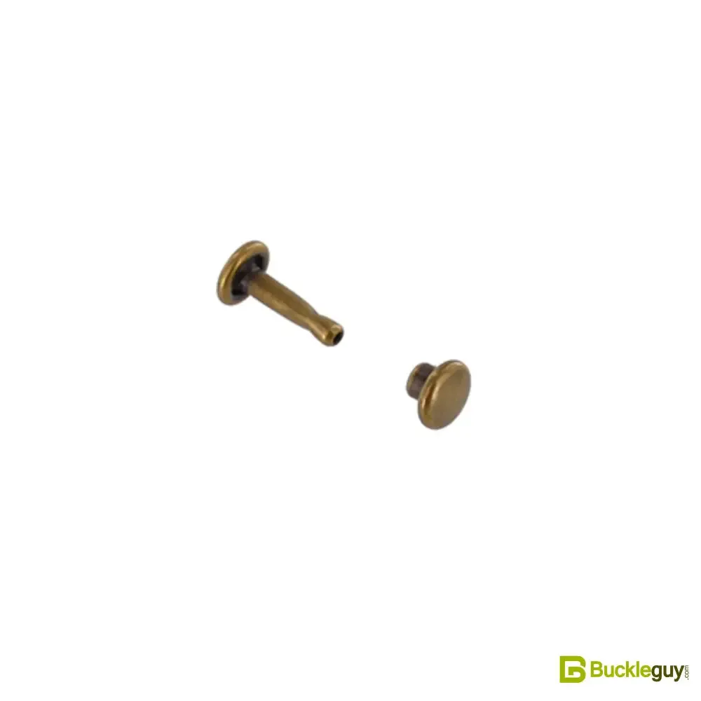 Double Cap Rivet, Antique Brass, Solid Brass-LL (100 sets per bag), Multiple Sizes