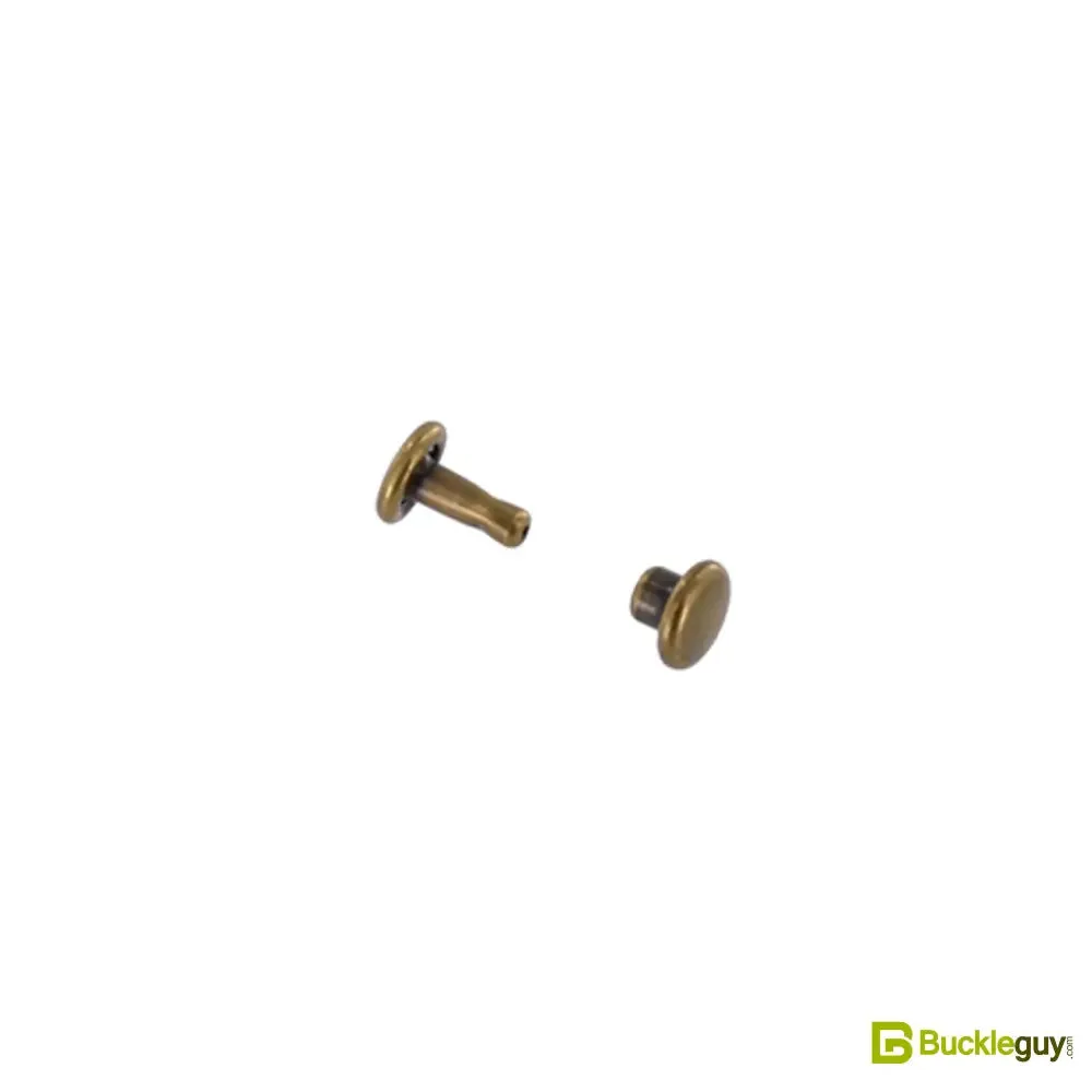 Double Cap Rivet, Antique Brass, Solid Brass-LL (100 sets per bag), Multiple Sizes