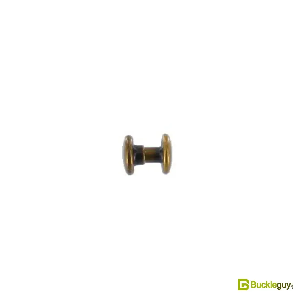 Double Cap Rivet, Antique Brass, Solid Brass-LL (100 sets per bag), Multiple Sizes