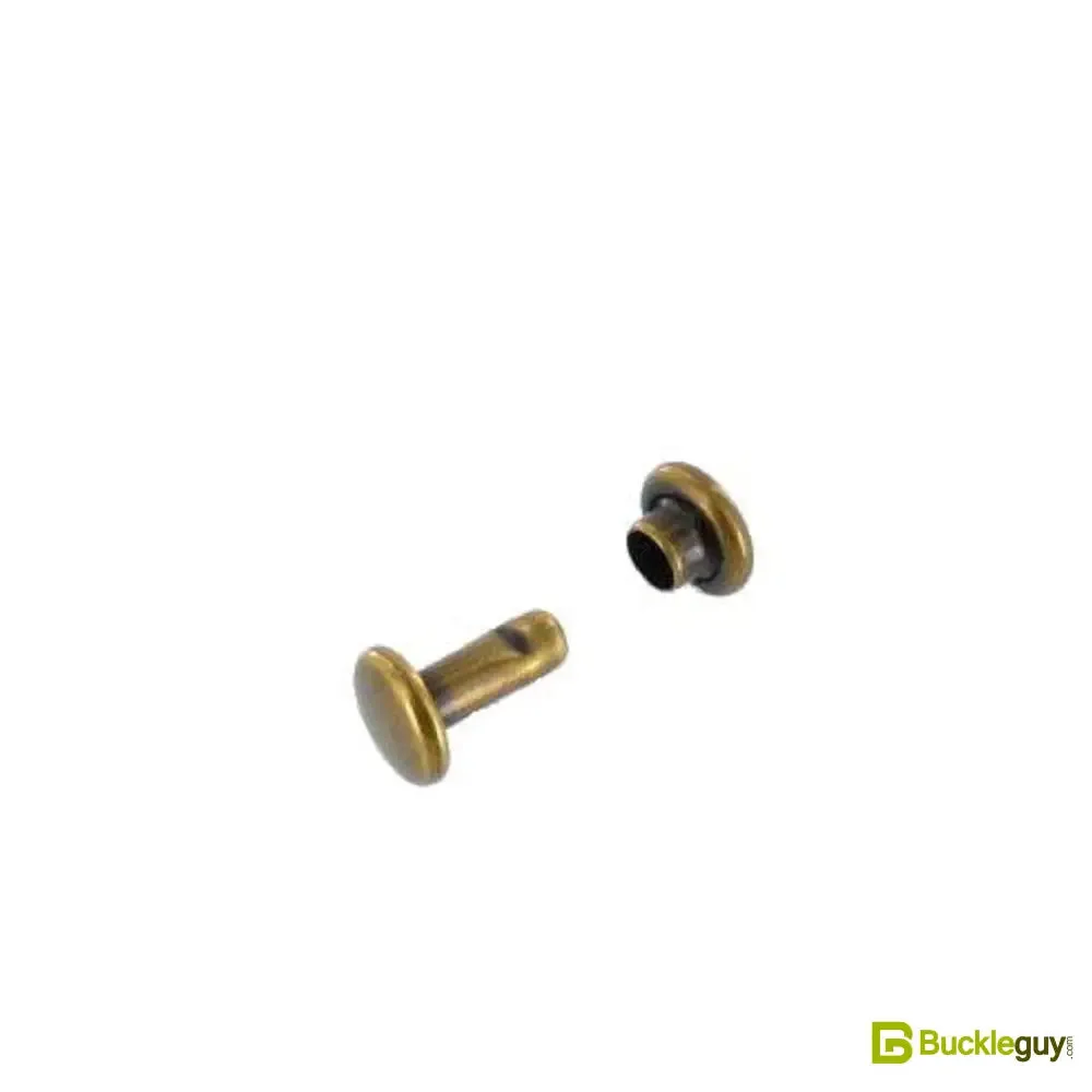 Double Cap Rivet, Antique Brass, Solid Brass-LL (100 sets per bag), Multiple Sizes