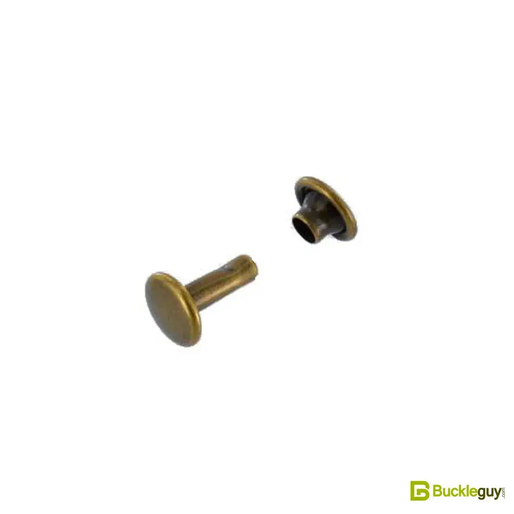 Double Cap Rivet, Antique Brass, Solid Brass-LL (100 sets per bag), Multiple Sizes