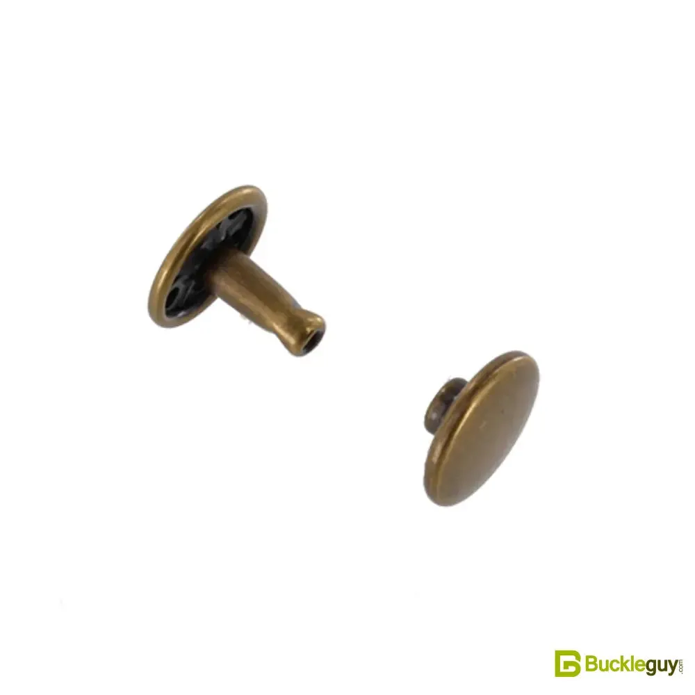 Double Cap Rivet, Antique Brass, Solid Brass-LL (100 sets per bag), Multiple Sizes