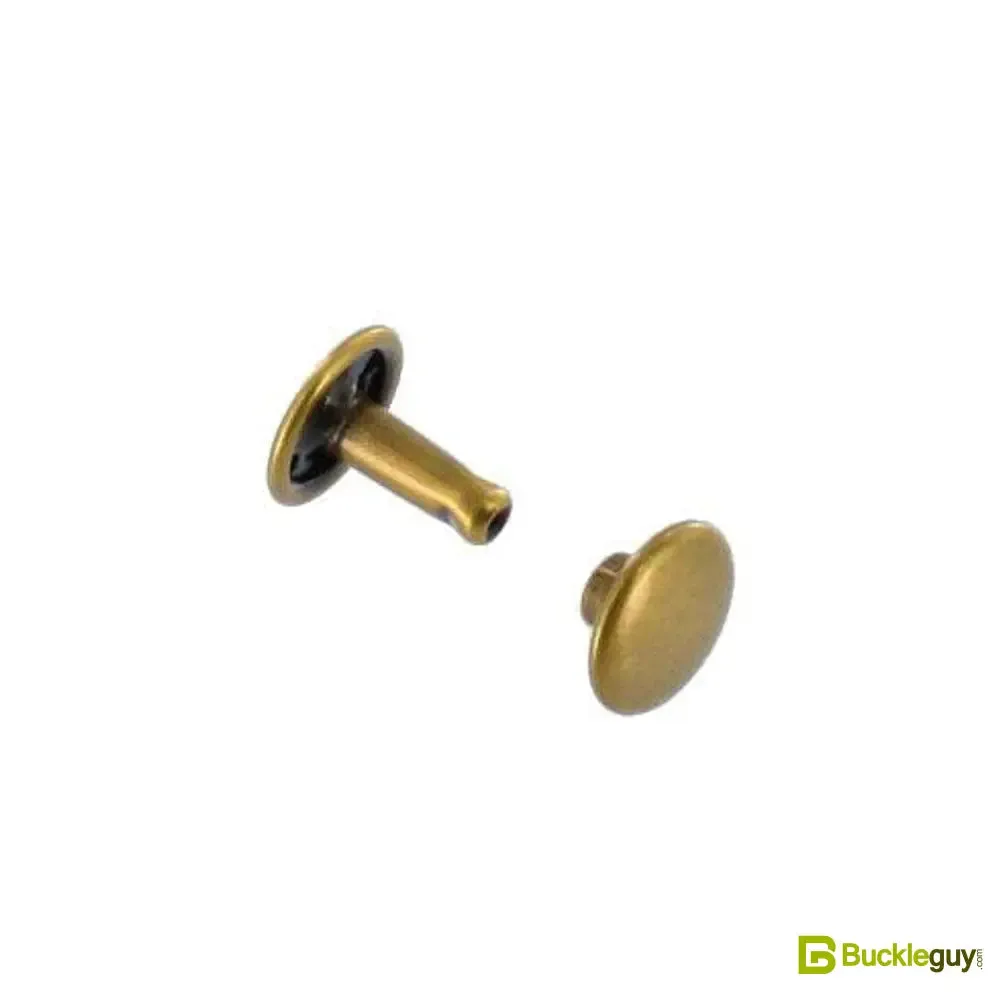 Double Cap Rivet, Antique Brass, Solid Brass-LL (100 sets per bag), Multiple Sizes