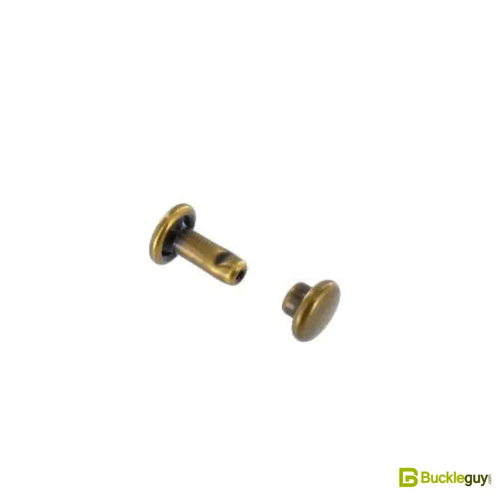 Double Cap Rivet, Antique Brass, Solid Brass-LL (100 sets per bag), Multiple Sizes
