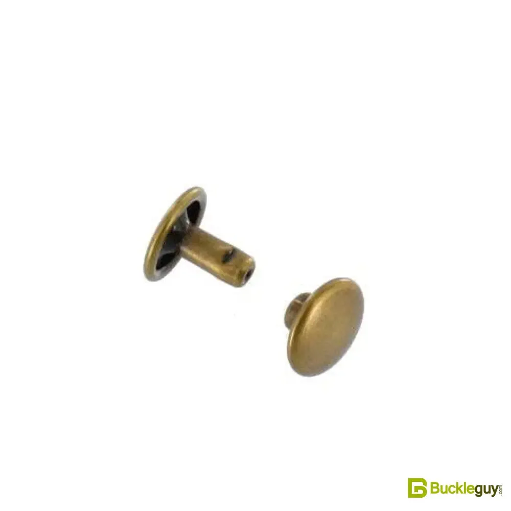 Double Cap Rivet, Antique Brass, Solid Brass-LL (100 sets per bag), Multiple Sizes