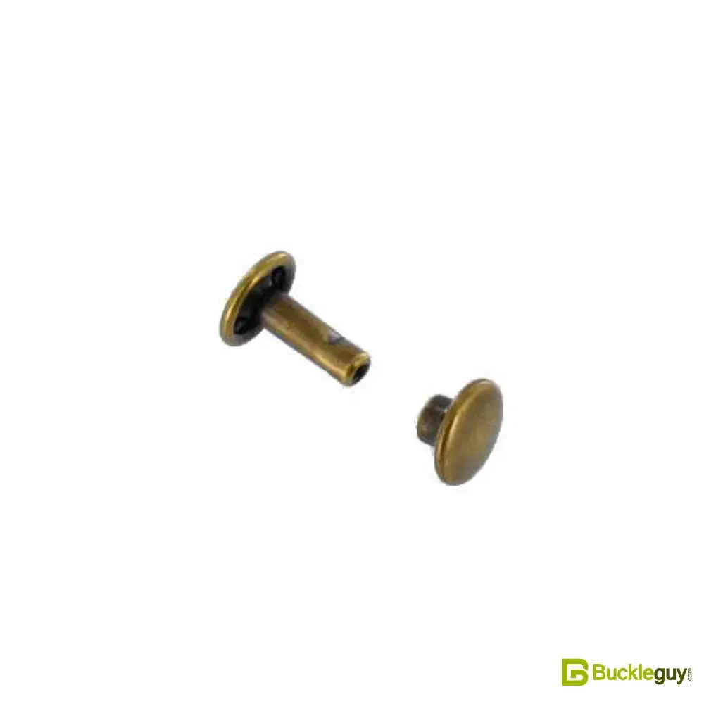 Double Cap Rivet, Antique Brass, Solid Brass-LL (100 sets per bag), Multiple Sizes