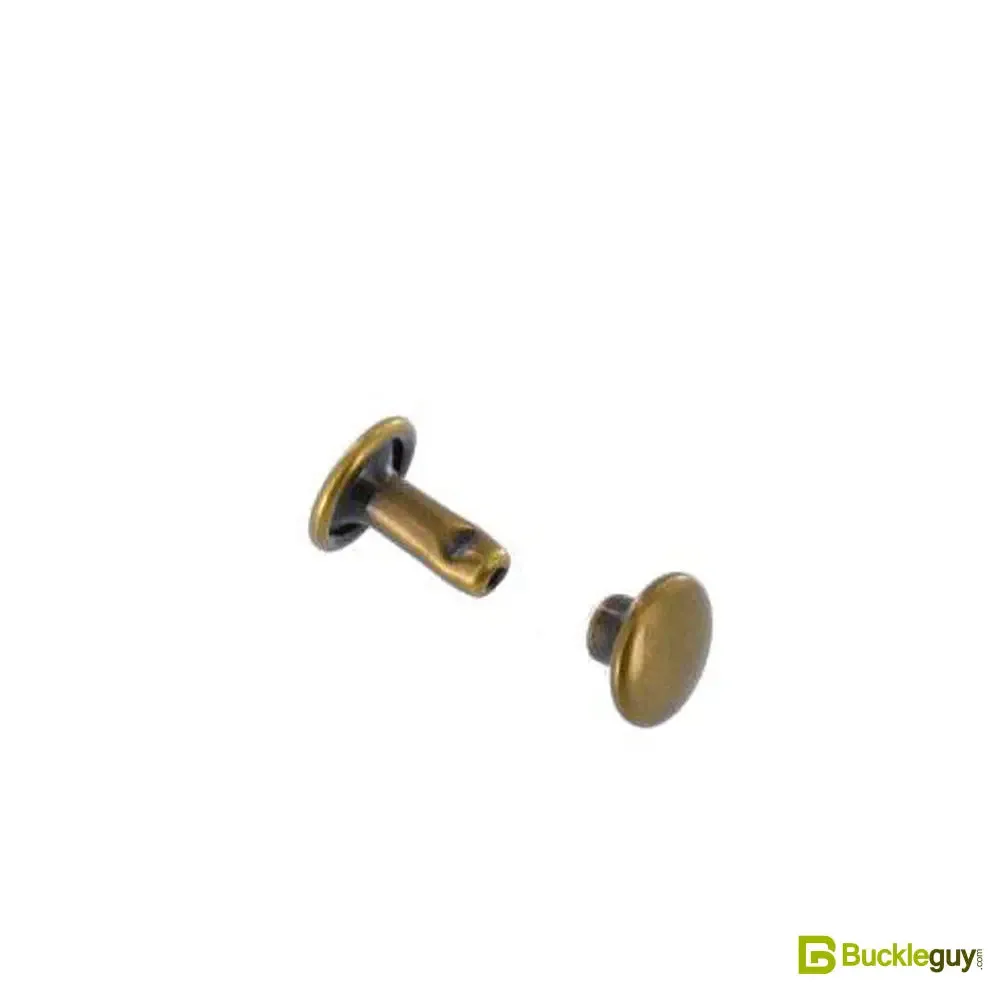 Double Cap Rivet, Antique Brass, Solid Brass-LL (100 sets per bag), Multiple Sizes