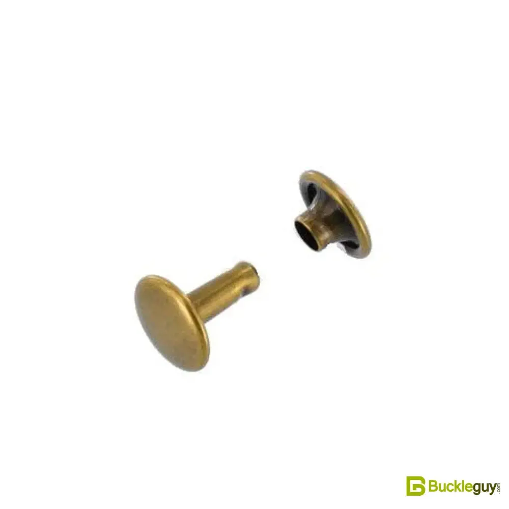 Double Cap Rivet, Antique Brass, Solid Brass-LL (100 sets per bag), Multiple Sizes