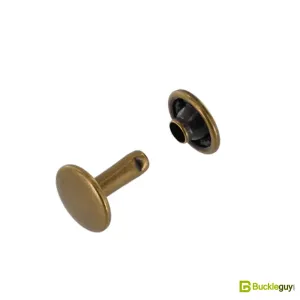 Double Cap Rivet, Antique Brass, Solid Brass-LL (100 sets per bag), Multiple Sizes