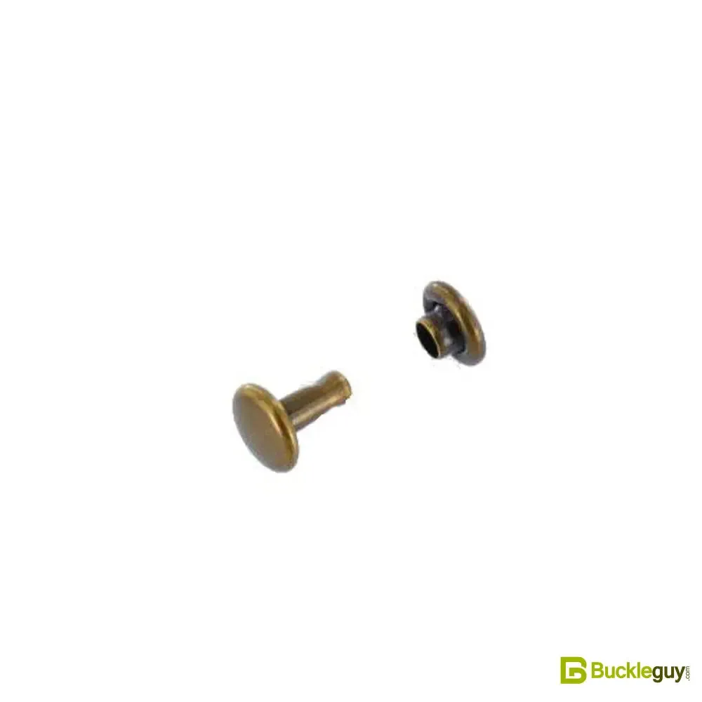 Double Cap Rivet, Antique Brass, Solid Brass-LL (100 sets per bag), Multiple Sizes