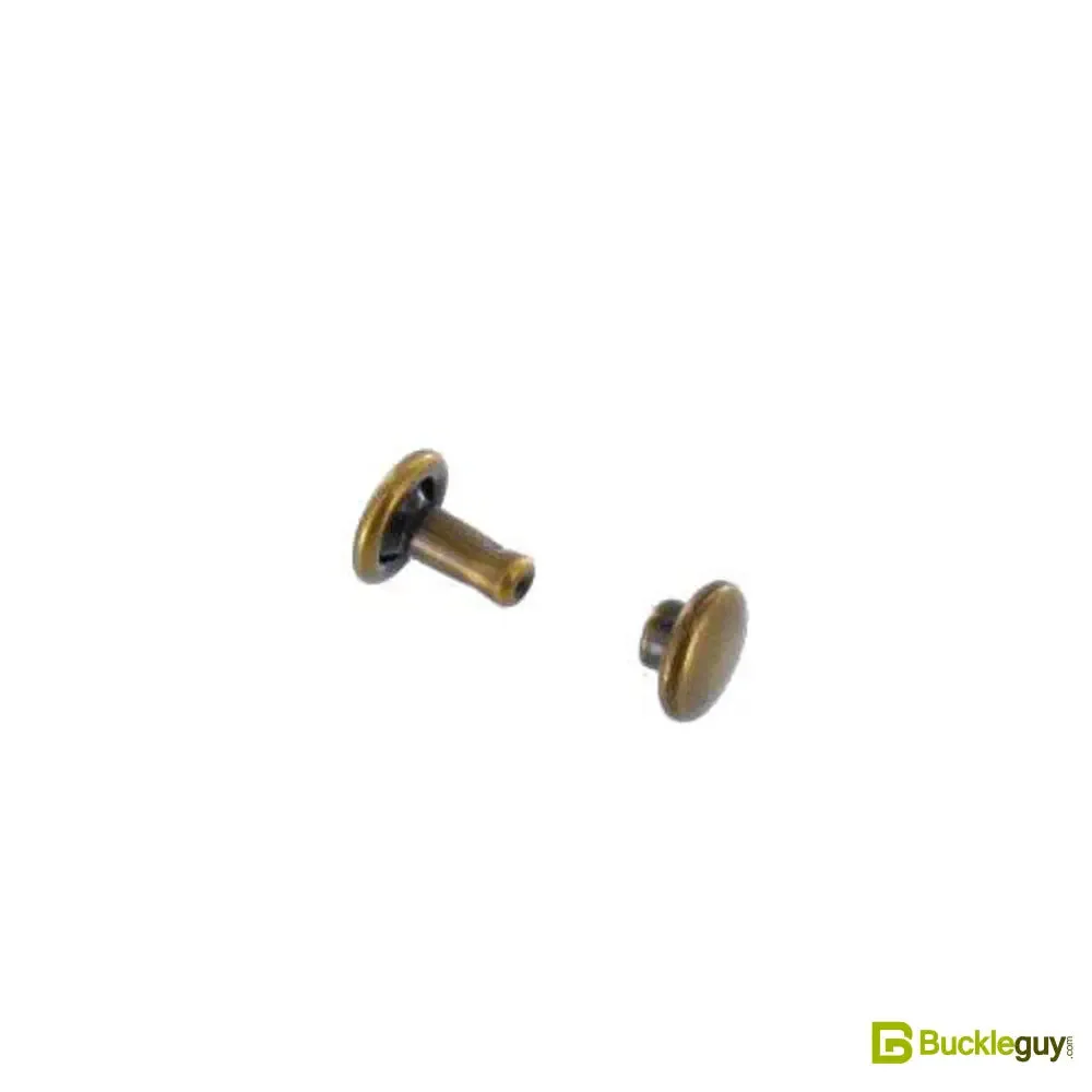 Double Cap Rivet, Antique Brass, Solid Brass-LL (100 sets per bag), Multiple Sizes