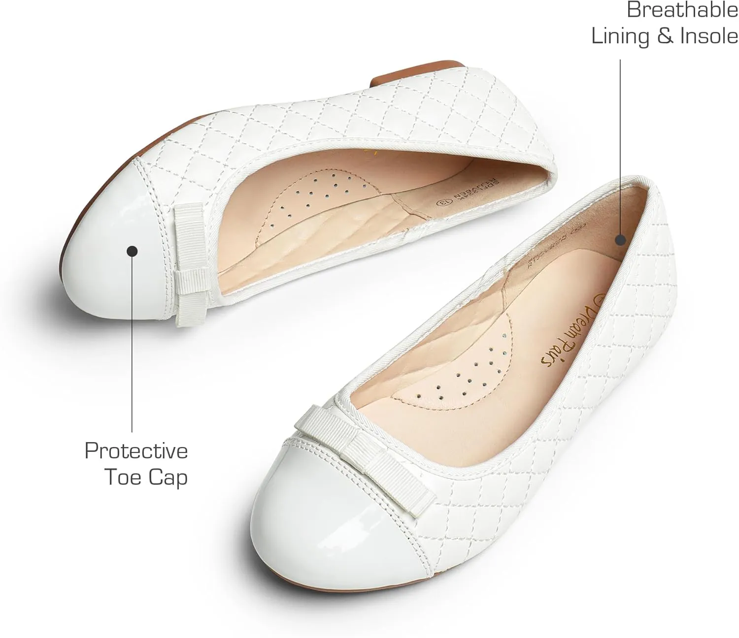 DREAM PAIRS Girls Dress Shoes Flower Girl Slip-on Bow Ballet Flats for Wedding, Party, School (Little Kid/Big Kid)