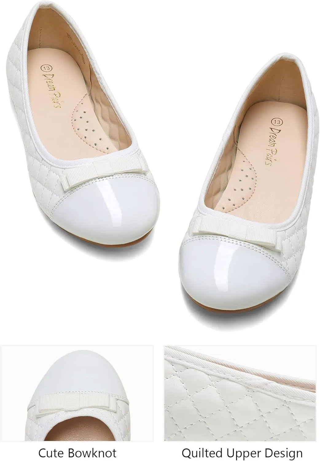 DREAM PAIRS Girls Dress Shoes Flower Girl Slip-on Bow Ballet Flats for Wedding, Party, School (Little Kid/Big Kid)