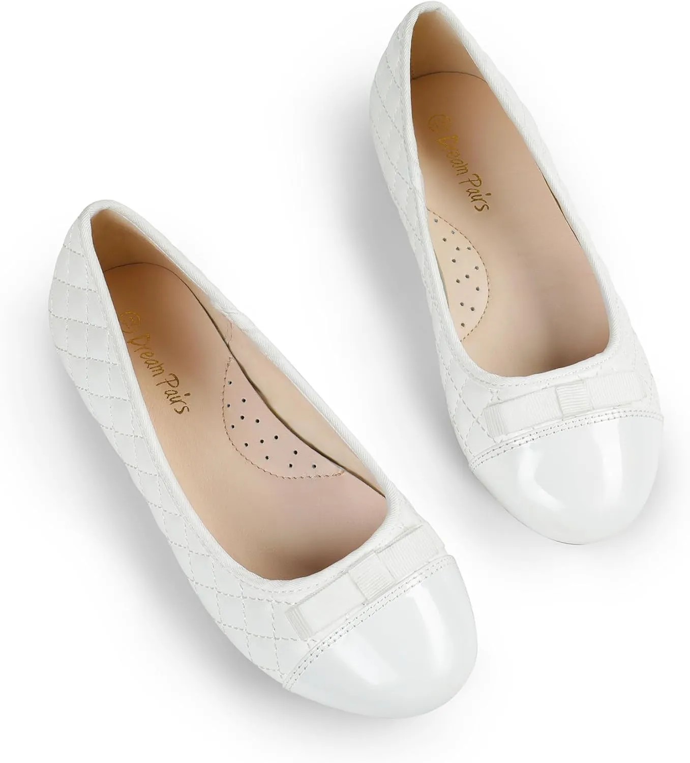 DREAM PAIRS Girls Dress Shoes Flower Girl Slip-on Bow Ballet Flats for Wedding, Party, School (Little Kid/Big Kid)