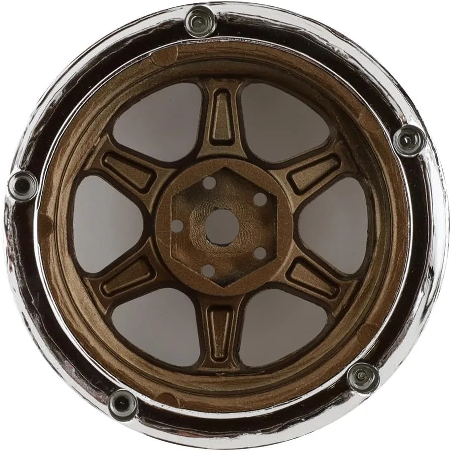 Drift Element 1/10 RC Drift Car Rims Wheels, Set of 2, 6-Spoke, Adjustable Offset, Compatible with Yokomo YD MD RD, MST RMX, Reve D RDX, Redcat RDS, HPI, Tamiya TT (Bronze w/Chrome Lip)