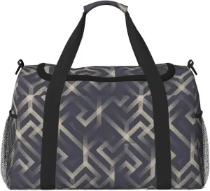 Duffle Bag for Travel, Geometric Labyrinth Patterns Weekender Overnight Duffel Bag, Carry On Bag Gym Bag for Women Men, Personal Item Travel Bag
