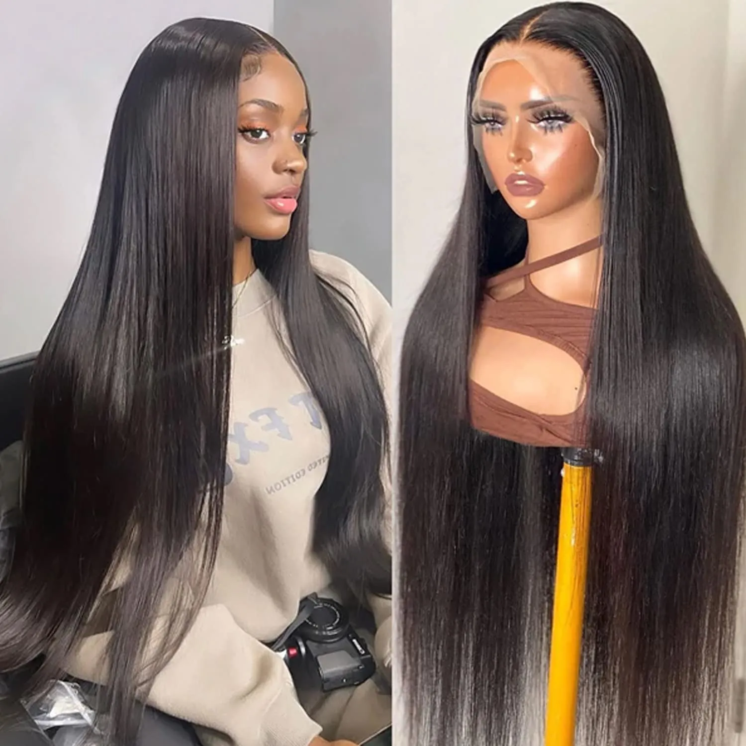 DULOVE Lace Front Wigs Human Hair 13x4, Raw Human Hair, 200 Density Glueless Straight Wigs for Women, All Day Comfort Pre Plucked with Baby Hair, Natural Color, 24 Inch