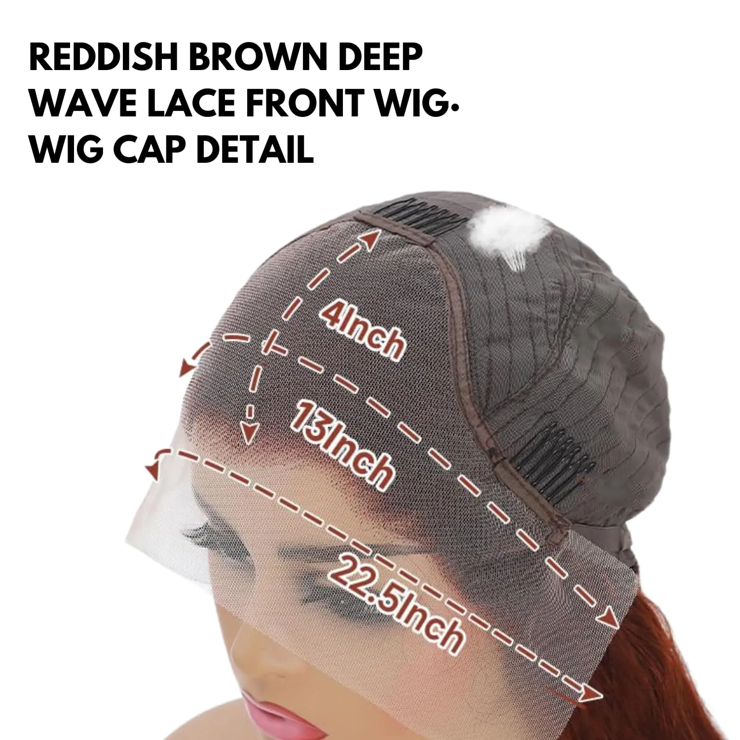 DULOVE Reddish Brown Deep Wave Lace Front Wigs Human Hair Pre Plucked with Baby Hair Glueless 13x4 Hd Transparent Lace Front Wigs Human Hair Auburn Wig 200 Density 26inch
