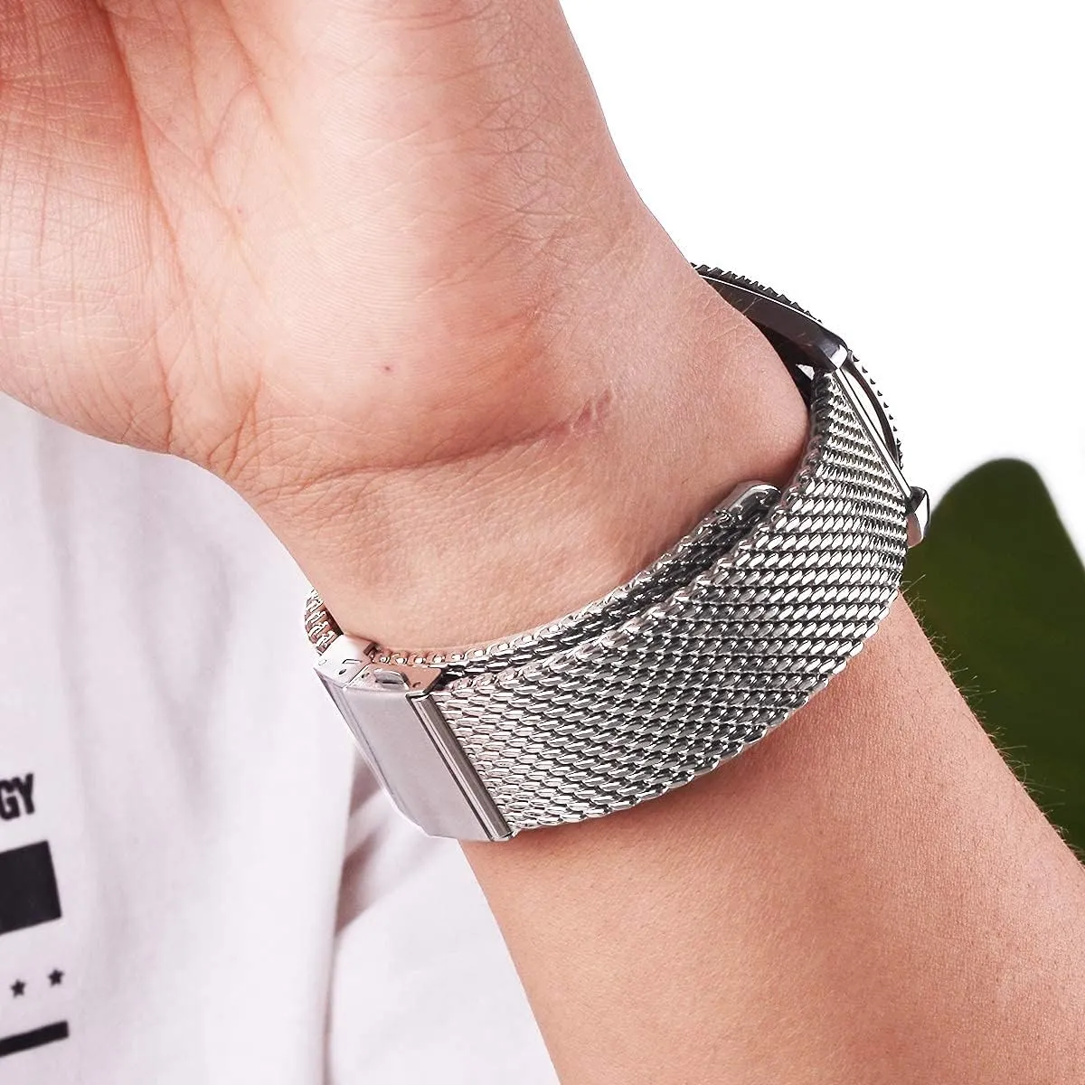 EACHE Stainless Steel Thick Mesh Watch Bands for Mens, Quick Release Adjustable Heavy Duty Mesh Watch Straps 18mm 20mm 22mm