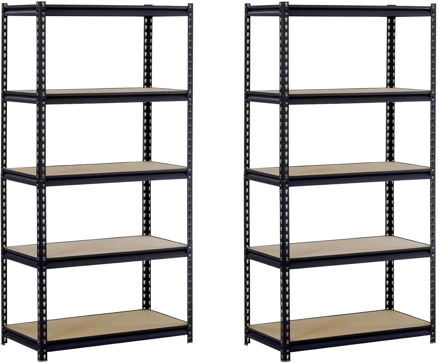 EDSAL UR245AZ-BLK Steel Storage Rack, 5 Adjustable Shelves, 4000 lb. Capacity, 72" Height x 48" Width x 24" Depth, Black (Pack of 2)