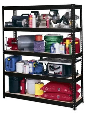 Edsal UR60-BLK Heavy Duty 16-Gauge Steel Boltless Shelving with 5 Shelves, 5000 lbs Capacity, 60" Width x 72" Height x 18" Depth, Black