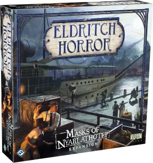 Eldritch Horror Masks of Nyarlathotep Board Game EXPANSION | Mystery Game | Cooperative Board Game for Family | Ages 14  | 1-8 Players | Avg. Playtime 3 Hours | Made by Fantasy Flight Games