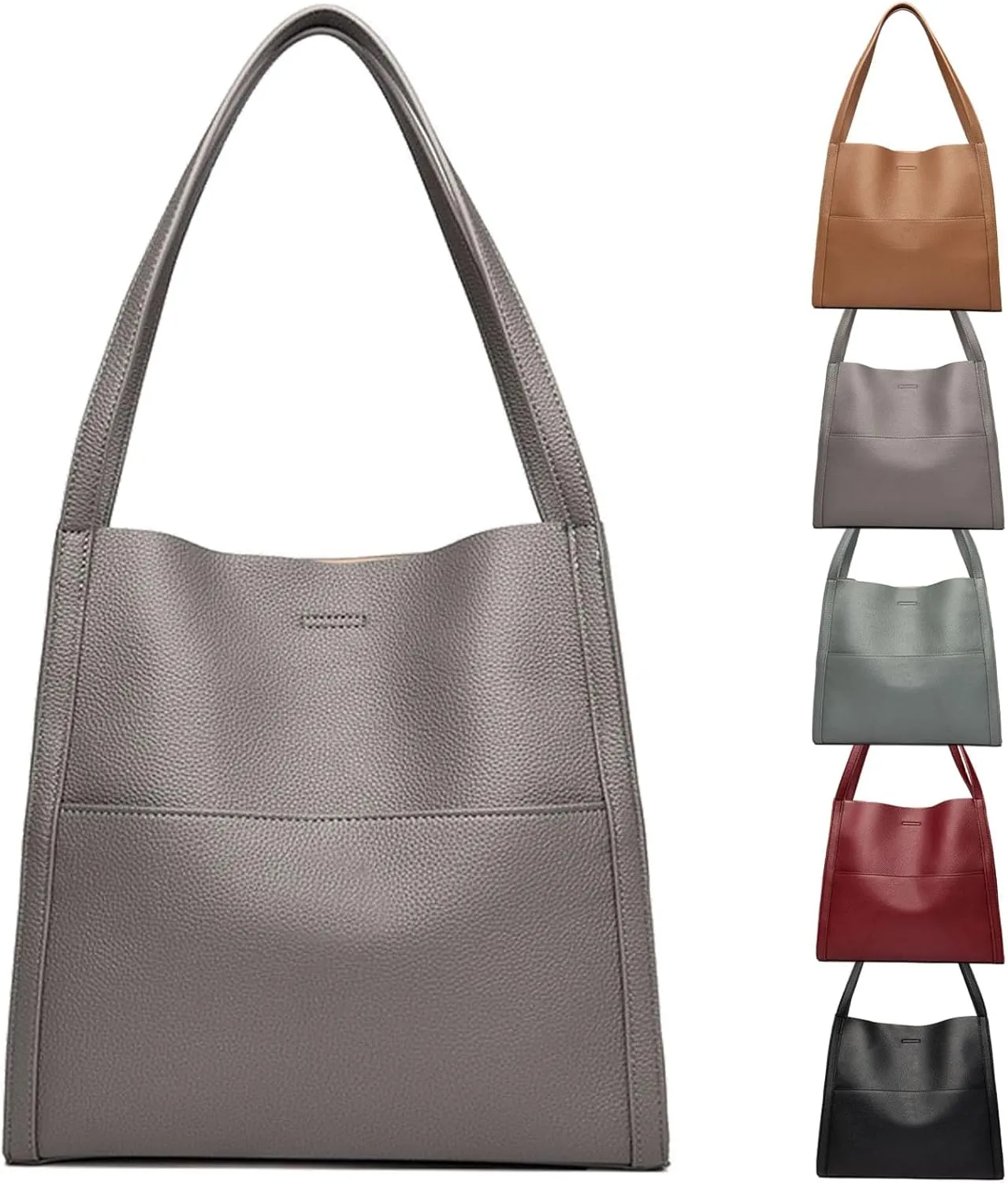 Elmyse Solid Color Genuine Leather Shoulder Bag - Crossbody Purse
