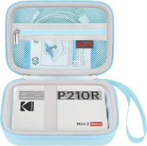 Elonbo Carrying Case for KODAK Mini 2 Retro 4PASS Portable Photo Printer, Digital Instant Print Camera Travel Bag Storage Holder, Mesh Pocket Fits Printing Paper, Cable, Blue