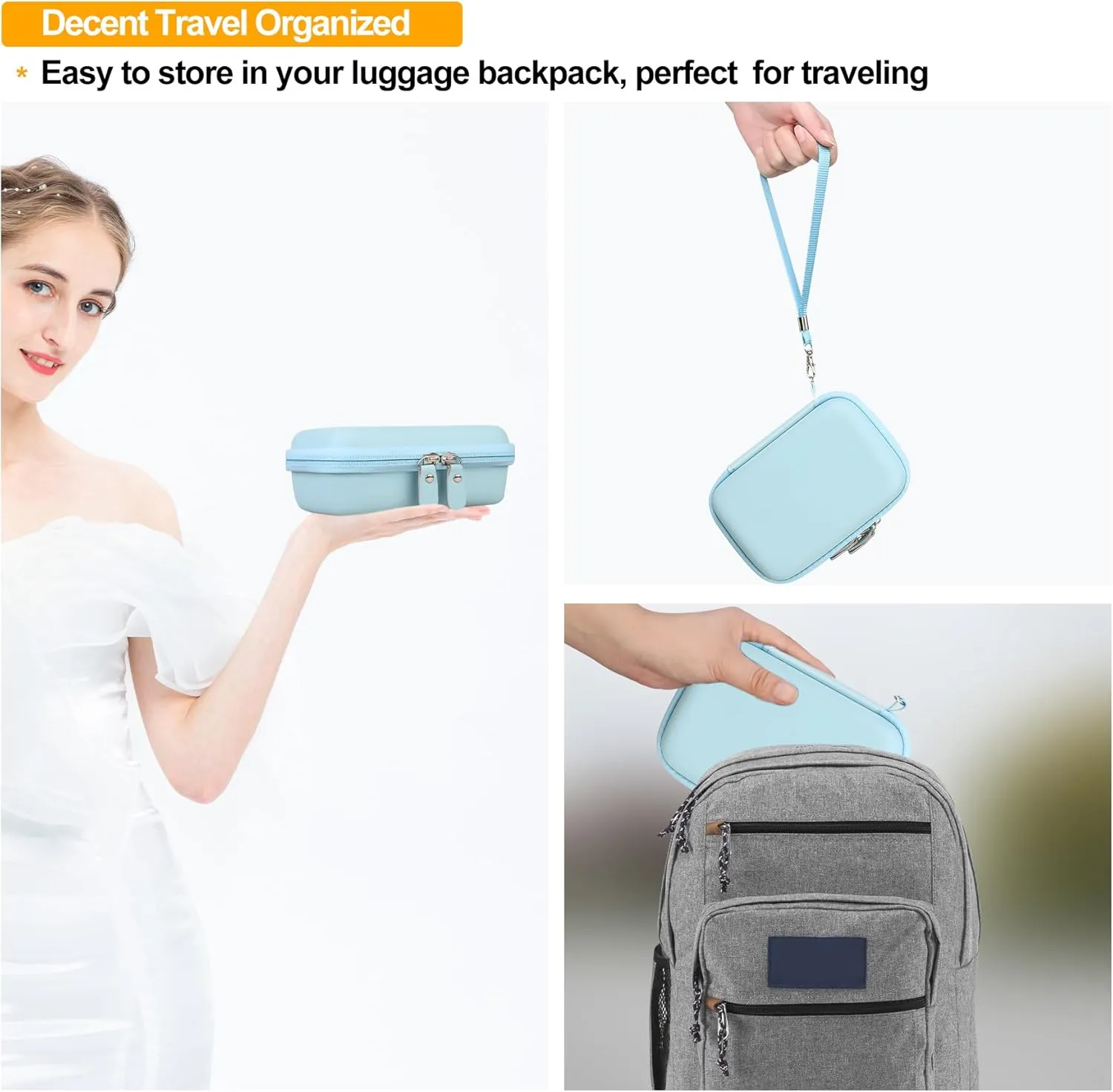 Elonbo Carrying Case for KODAK Mini 2 Retro 4PASS Portable Photo Printer, Digital Instant Print Camera Travel Bag Storage Holder, Mesh Pocket Fits Printing Paper, Cable, Blue