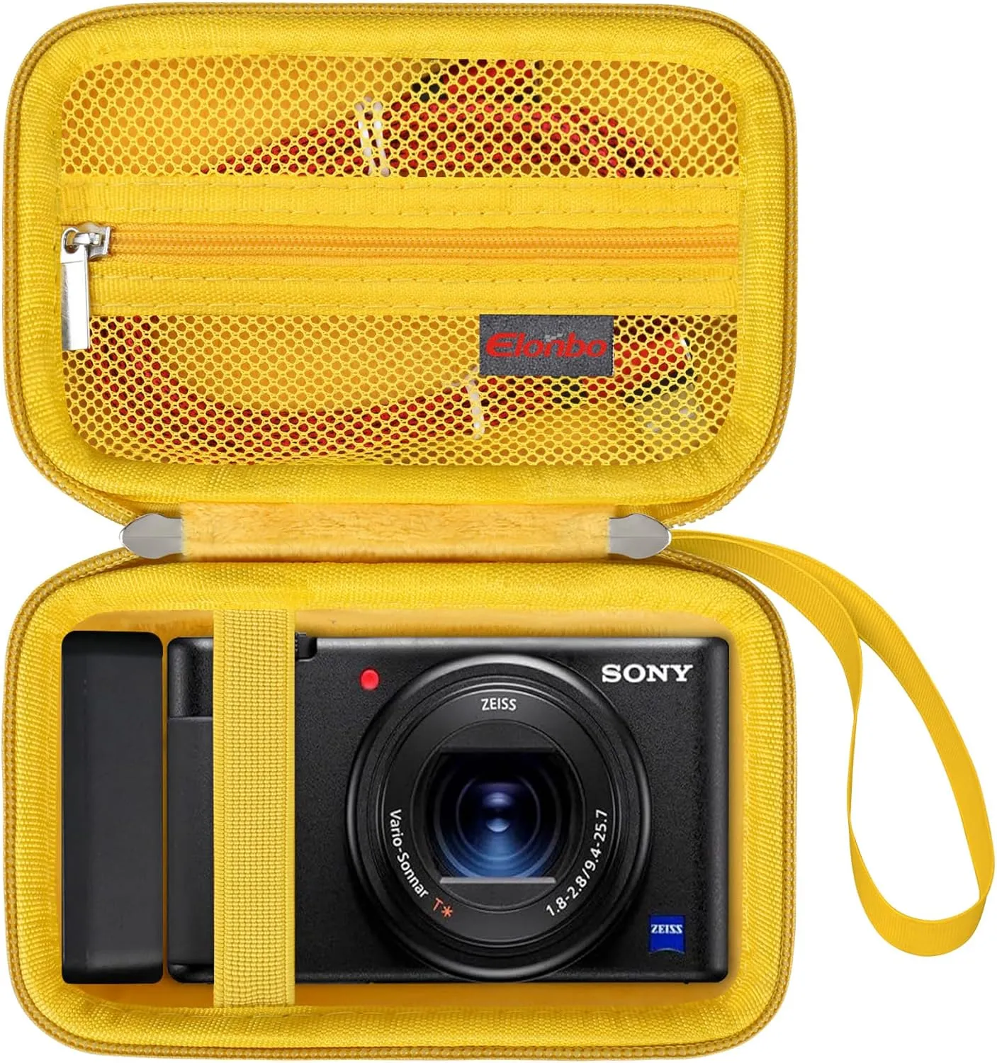 Elonbo Carrying Case for Sony ZV-1F/ ZV-1 II/ZV-1 Vlog Digital Camera for Content Creators, Sony ZV1 Vlogging Camera Hard Travel Bag, Mesh Pocket fits Battery Card Reader Cable, Yellow