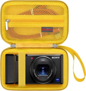 Elonbo Carrying Case for Sony ZV-1F/ ZV-1 II/ZV-1 Vlog Digital Camera for Content Creators, Sony ZV1 Vlogging Camera Hard Travel Bag, Mesh Pocket fits Battery Card Reader Cable, Yellow