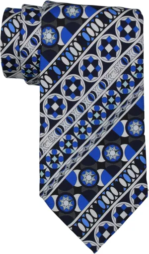 Emilio Pucci Multicolored Tapestry Geometric Striped Tie