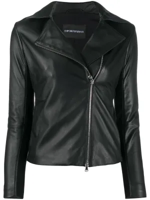 Emporio Armani Black Leather Biker Jacket